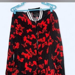 Cactus Black and Red Butterfly Bomber Jacket